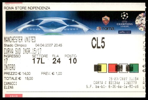 Ticket 2007 roma vs - 2007,