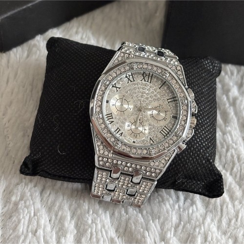 Montre homme argenté strass