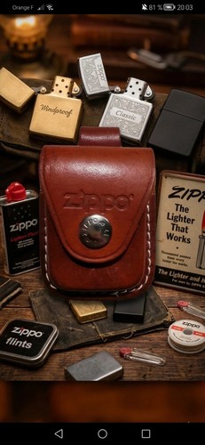 étui zippo cuir marron - Étui,