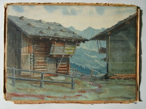 Aquarelle grenier grange - grenier,