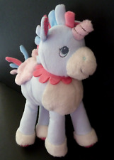 N4. DOUDOU PELUCHE NICOTOY LICORNE rose bleu blanc fleur ht 25cm ETAT NEUF *