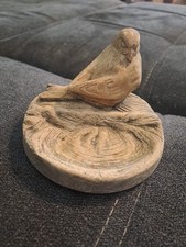 Cendrier Vide Poche Ancien Oiseau Platre Patiné Signé M. BERTIN Art Nouveau Deco