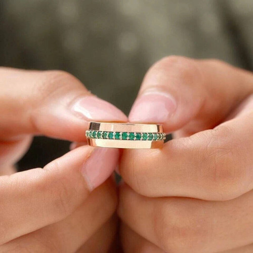 Bague alliance homme - , émeraude