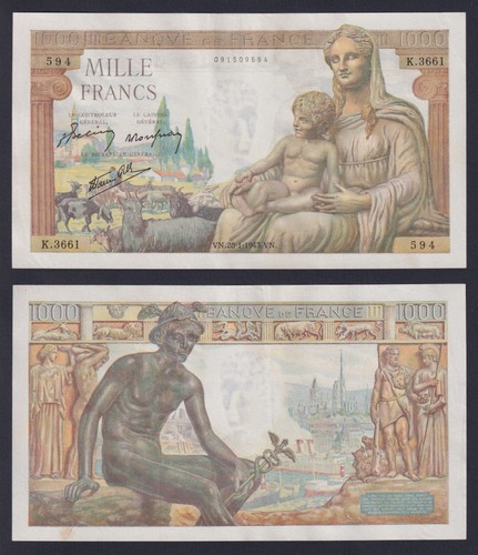 France banknote 1000 francs - france,