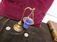 lampe à huile,à potence,verre spiralé,H 17cm