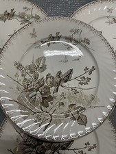 23cm Lot de 4x Assiette SARREGUEMINES Modèle Printemps Faïence Ancien Oiseau 3