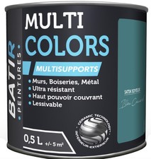 Peinture multi supports bleu canard satin soyeux 0.5L murs bois métal BATIR