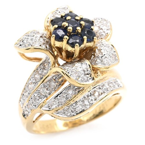 Bague pavé fleur - bague, saphir
