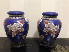 CLOISONNE PAIRE VASE POTICHES