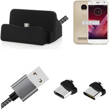 Station d'accueil pour Motorola Moto Z2 Play + USB-Typ C et Micro-USB Connexion