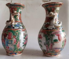 Chine-Porcelaine XIXe Siècle-Paire De Petits Vases Canton