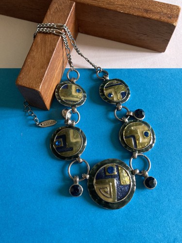 Collier tons bleu - bleu, vert