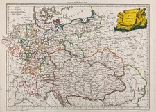 1812, Carte ancienne d'Allemagne. Malte-Brun. Antike Landkarte von Deutschland