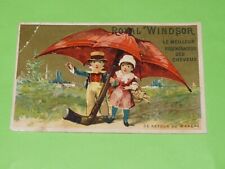 CHROMO 1885-1900 ROYAL WINDSOR REGENERATEUR CHEVEUX RETOUR DE MARCHE PARAPLUIE