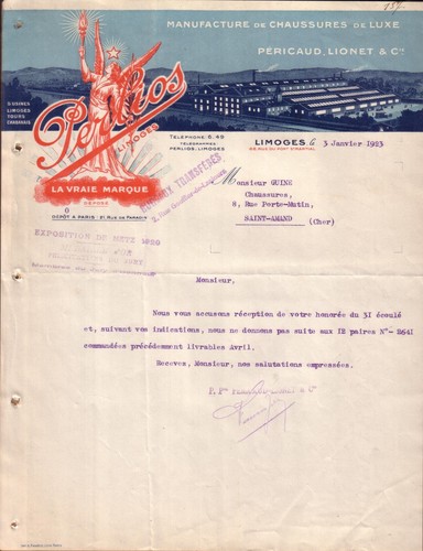 Limoges lettre pericaud - -,