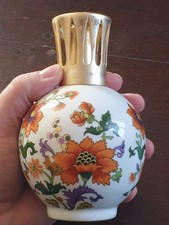 LAMPE BERGER VINTAGE EN PORCELAINE DE PILLIVUYT DECOR FLORAL ORIENTAL DS SON JUS