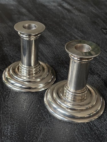 Paire bougeoirs colonnes en - de,