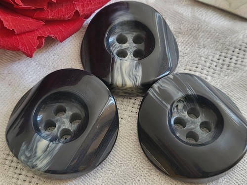 Trio gros bouton vintage - , bleu