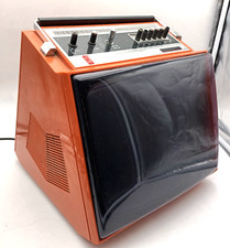 Ancienne petite télévision déco design ORANGE vintage / Loft