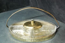 serviteur aperitif en verre et laiton , art deco