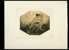 ❤️ 1928 André Lambert eau-forte en couleurs curiosa sensualité érotisme mythe