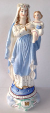 Ancienne figurine, biscuit en porcelaine, vierge à l'enfant, peint à la main.