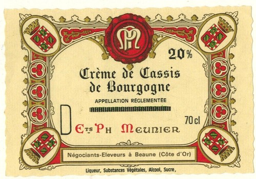 Etiquette crème cassis de - crème,