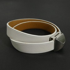 Authentique bracelet HERMES Medor blanc cassé/cuir argenté/métal - e59550a
