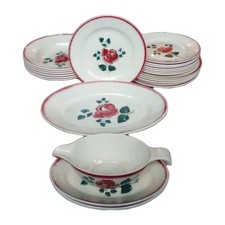 Vaisselle Ancienne Assiettes Digoin Sarreguemines Modèle Bagatelle 23 pièces 