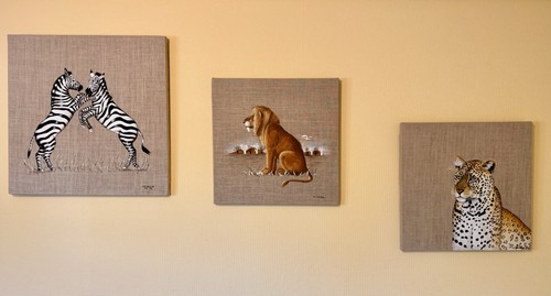Triptyque tableaux animaliers - triptyque,