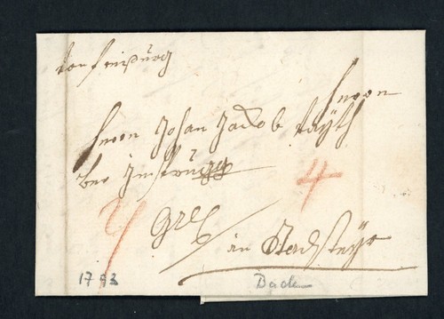 Vorphila lettre baden - vorphila, 1793