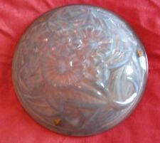 DEGUE : suspension plafonnier vasque verre moulé déco florale 1930 Art déco