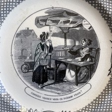 Assiette Parlante en grisaille