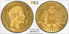 Napoléon III 100 Francs or 1858 Paris Tête nue PCGS MS61 splendide rare Qualité