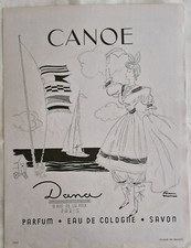Publicité Presse Ancienne 1950 Parfum Canoe Dana Paris Illustrateur Facon Marrec