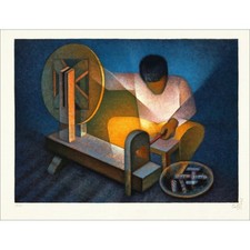 TOFFOLI Louis - Lithographie originale "Le Fileur" 50x65cm - 1986