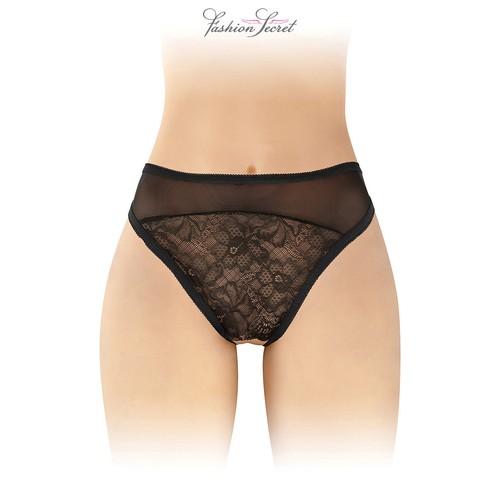Tanga noir ouvert ava - ouvert,