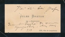 Jules BRETON (1827-1906), peintre carte autographe signée