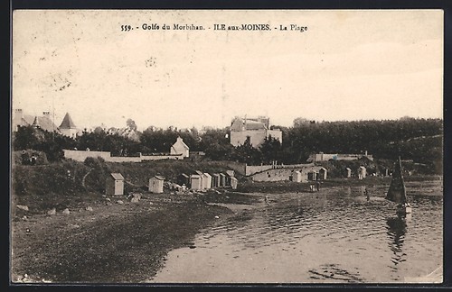 Cpa île aux moines plage - cpa, la
