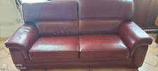 canapé cuir 3 places bordeau foncé h95 L2m tout salon bon etat