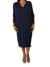 LA FABRIQUE abito donna over blu tampone 95%viscosa 5%elastan MADE IN ITALY XL