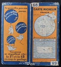 Carte 1928 MICHELIN 68 NIORT CHATEAUROUX Guide Bibendum pneu tyre map