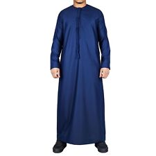 Homme Bleu Thobe Erirats Islamique Vêtements Juba Robe Musulmane Aïd Ramadan