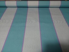 Toile transat store rayures bleu turquoise vendue au mètre largeur 120 cm