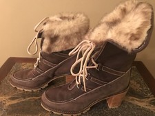 $$$ HUNTER Brown Suede Leather Designer Ankle Wedge Boots 39 (US 9)