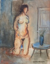 MARTIN-ROLLAND (1926-2015) HsT Nu à genoux 35x27cm Jeune Peinture Ecole de Paris