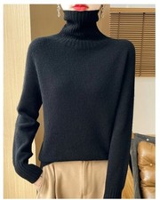 Pull à Col Roulé Femme Noir Élégant Hiver Chaud Minimaliste Doux Chic Décontract
