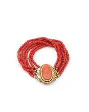 Bracelet ancien camée corail en or 18k, perles de corail, bijou méditerranéen, b