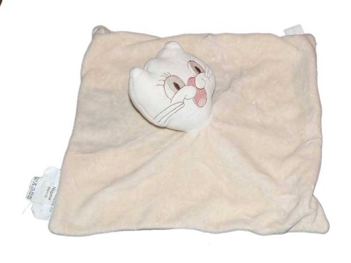 Doudou plat chat beige - beige, rose