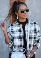 MANGO CHECKED JACKET BOMBER